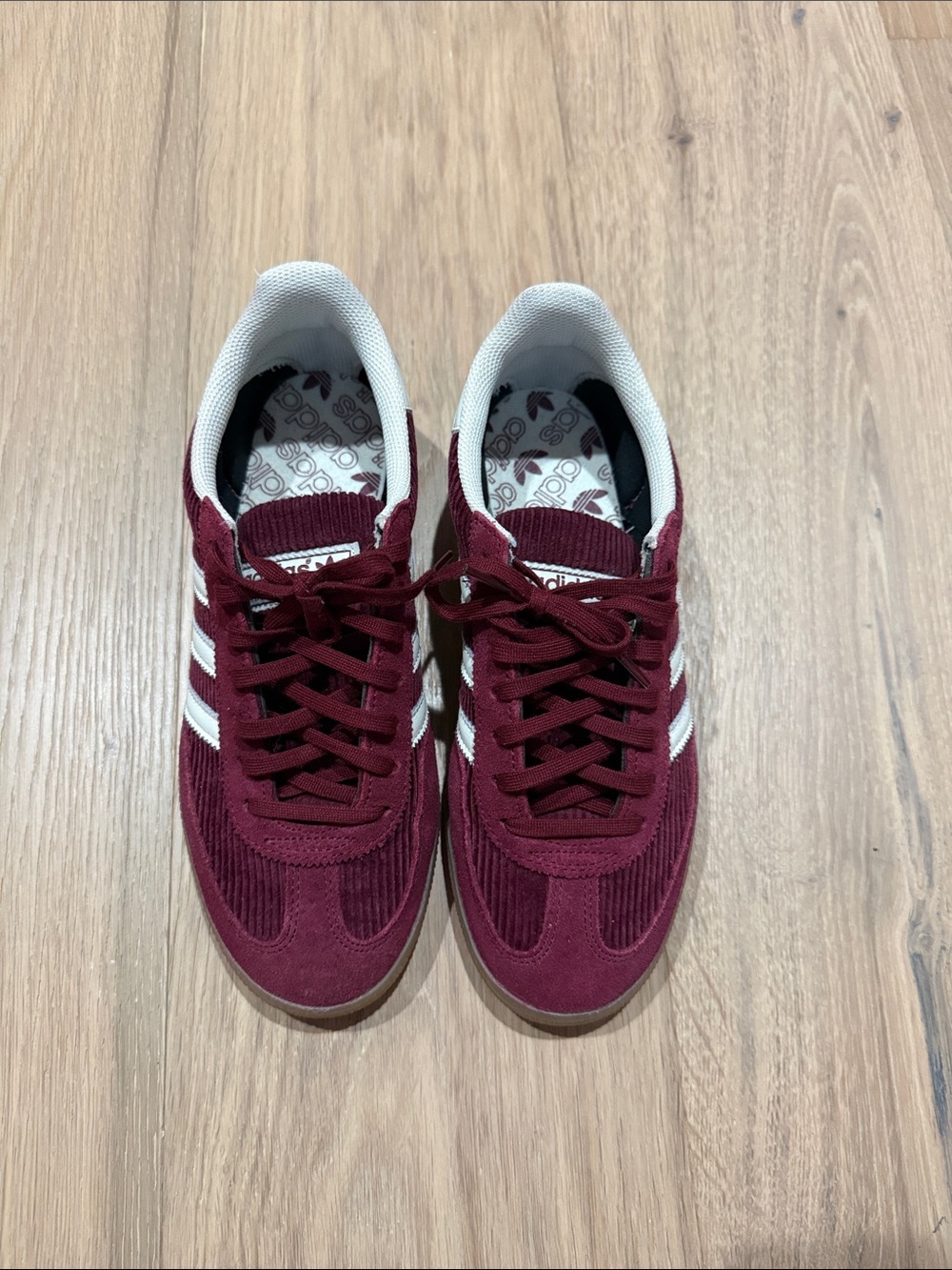 Adidas spezial Burgundy Suede Sneaker with White Stripes